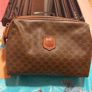 BrownCeline Macadam  Leather Toiletry Bag